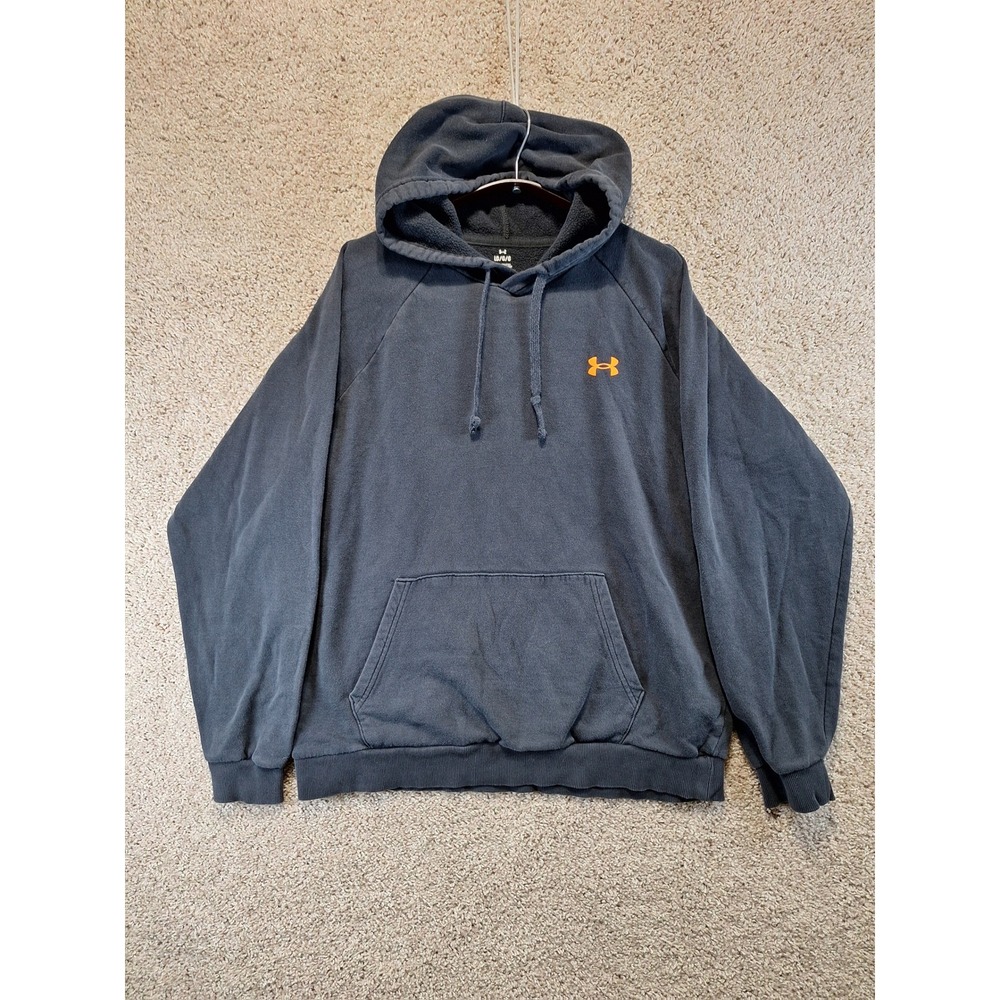 Under Armour Hoodie Mens Large Black Rival Fleece Pullover Logo Gym Activewear